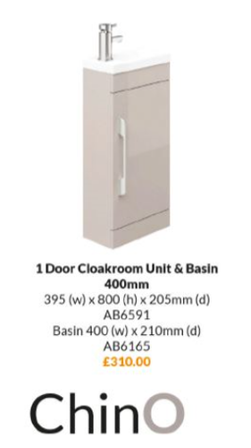 Chin0 cloakroom Basin Unit 400mm