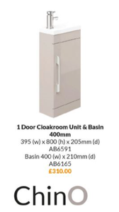 Chin0 cloakroom Basin Unit 400mm