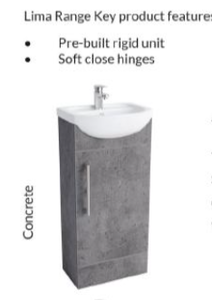 Lima cloakroom Basin Unit concrete 400mm